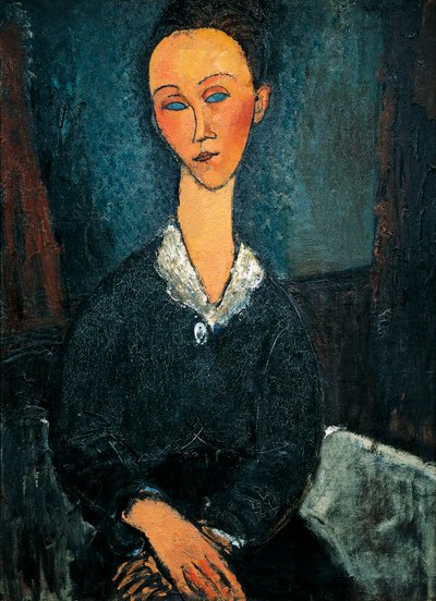 Vrouw met witte kraag, portret van Lunia Czechowska door Amedeo Modigliani