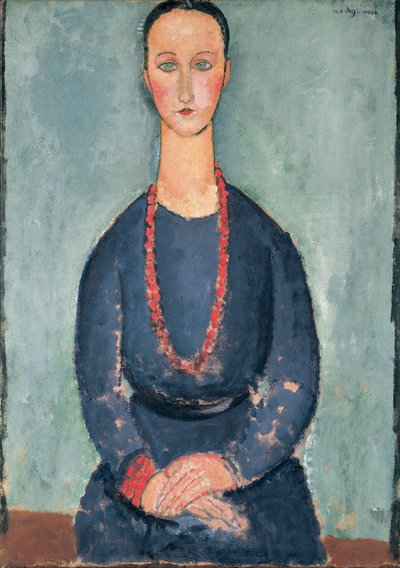 Vrouw met een rode ketting, 1918 door Amedeo Modigliani