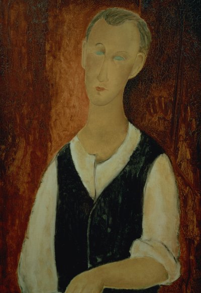 Jonge man met een zwart vest, 1912 door Amedeo Modigliani
