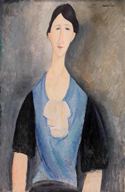 Jonge vrouw in blauw door Amedeo Modigliani