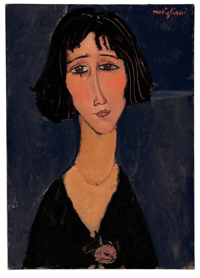 Jonge vrouw met roos door Amedeo Modigliani