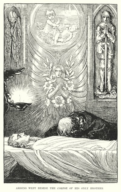 Ardens huilde naast het lijk van zijn enige broer (gravure) door Amelia M. (attr.to) Bowerley or Bauerle