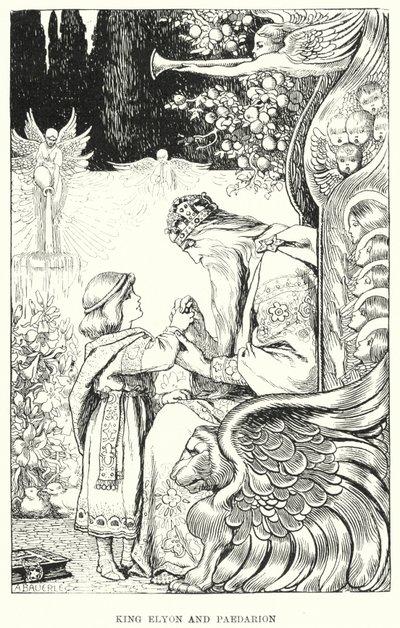Koning Elyon en Paedarion (gravure) door Amelia M. (attr.to) Bowerley or Bauerle