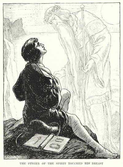 De vinger van de geest raakte zijn borst (gravure) door Amelia M. (attr.to) Bowerley or Bauerle
