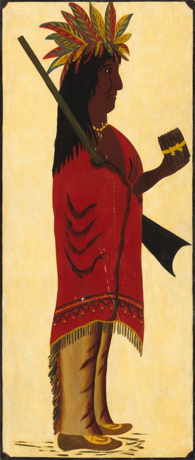 Indianen Tabakswinkel Bord [achterkant, Indiaan naar rechts gericht] door American 19th Century