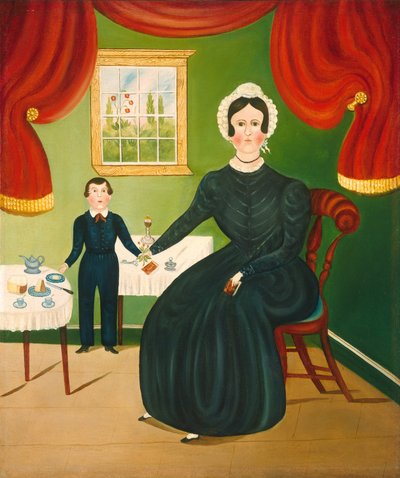 Interieur scène door American 19th Century