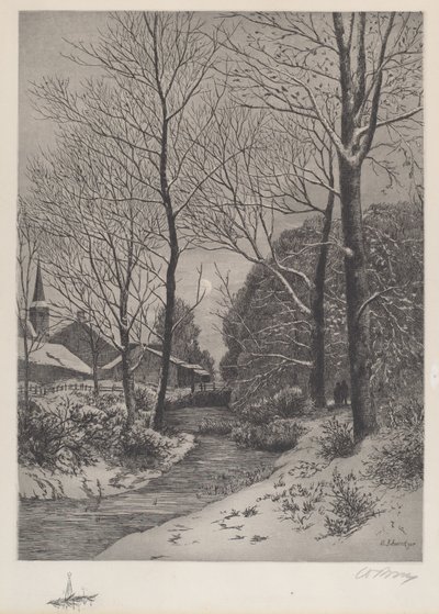 Maanverlichte wandeling in de winter door American 19th Century