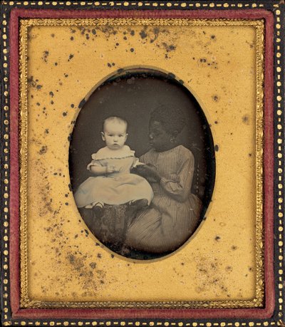 Portret van een kind en jonge vrouw door American 19th Century
