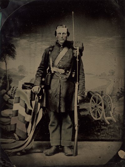 Portret van een soldaat uit de burgeroorlog door American 19th Century