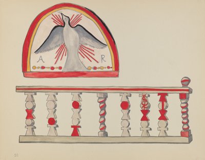 Plaat 10: Heilige Geest Lunet: Uit Portfolio "Spaanse Koloniale Ontwerpen van New Mexico" door American 20th Century