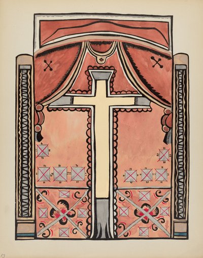 Plaat 13: Ontwerp met kruis: Uit portfolio "Spaanse koloniale ontwerpen van New Mexico" door American 20th Century