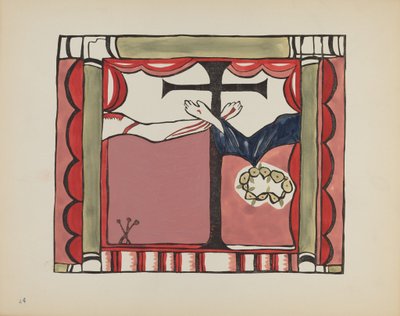 Plaat 14: Hoofdaltaarstuk, Chimayo: Uit portfolio "Spaanse koloniale ontwerpen van New Mexico" door American 20th Century
