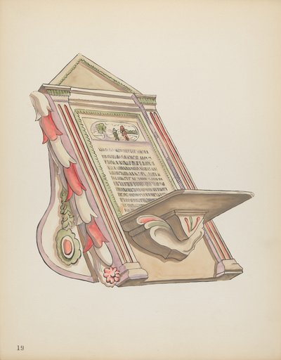 Plaat 19: Lezen Standaard, Chimayo: Uit Portfolio "Spaanse Koloniale Ontwerpen van New Mexico" door American 20th Century