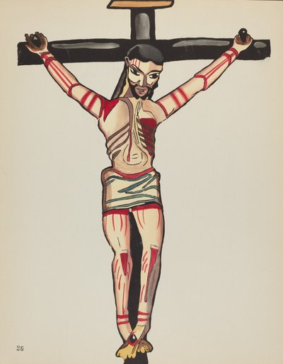 Christus gekruisigd: Uit portfolio "Spaanse koloniale ontwerpen van New Mexico" door American 20th Century