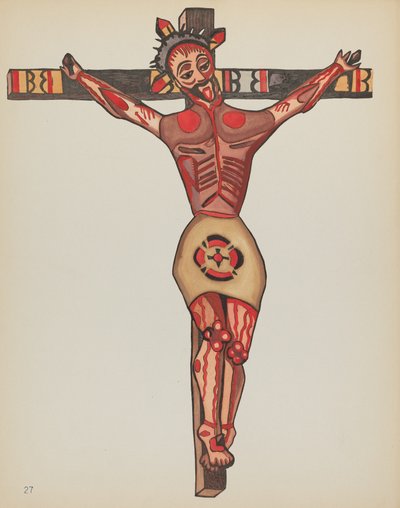 Christus Gekruisigd: Uit Portfolio "Spaanse Koloniale Ontwerpen van New Mexico" door American 20th Century