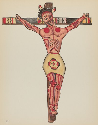 Christus Gekruisigd: Uit Portfolio "Spaanse Koloniale Ontwerpen van New Mexico" door American 20th Century