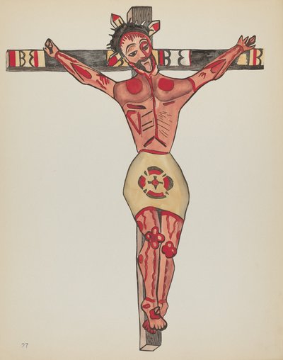 Plaat 27: Christus Gekruisigd, Mora: Uit Portfolio "Spaanse Koloniale Ontwerpen van New Mexico" door American 20th Century