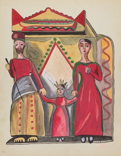 Plaat 28: De Heilige Familie: Uit Portfolio "Spaanse koloniale ontwerpen van New Mexico" door American 20th Century