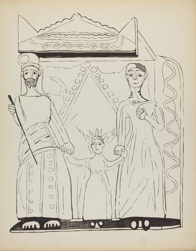 Plaat 28: De Heilige Familie: Uit Portfolio "Spaanse Koloniale Ontwerpen van New Mexico" door American 20th Century