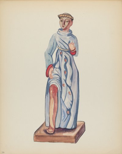 Plaat 36: Sint Rochus: Uit Portfolio "Spaanse Koloniale Ontwerpen van New Mexico" door American 20th Century
