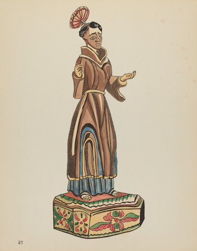 Plaat 37: St. Anthony Bulto: Uit Portfolio "Spaanse Koloniale Ontwerpen van New Mexico" door American 20th Century