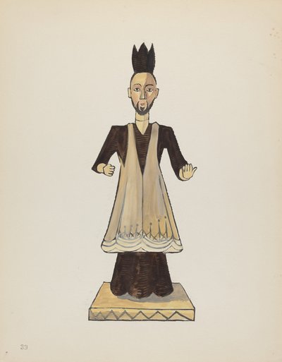 Plaat 39: St. Johannes Nepomuk Bulto: Uit Portfolio "Spaanse Koloniale Ontwerpen van New Mexico" door American 20th Century