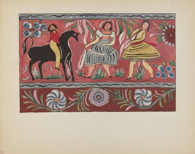 Plaat 42: Geschilderd Kistontwerp: Uit Portfolio "Spaanse Koloniale Ontwerpen van New Mexico" door American 20th Century