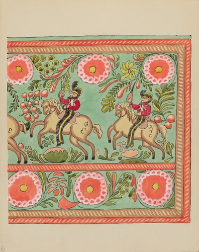 Plaat 43: Geschilderd Kistontwerp: Uit Portfolio "Spaanse Koloniale Ontwerpen van New Mexico" door American 20th Century