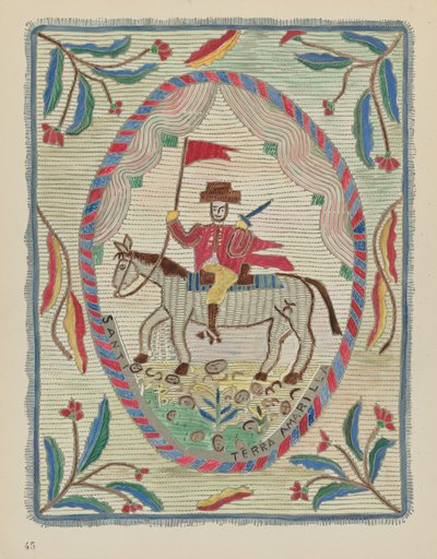 Plaat 45: Geborduurde Sprei (St. James): Uit Portfolio "Spaanse Koloniale Ontwerpen van New Mexico" door American 20th Century
