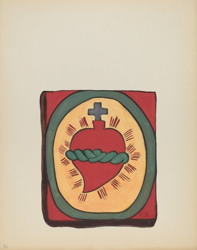 Plaat 50: Heilig Hart: Uit portfolio "Spaanse koloniale ontwerpen van New Mexico" door American 20th Century