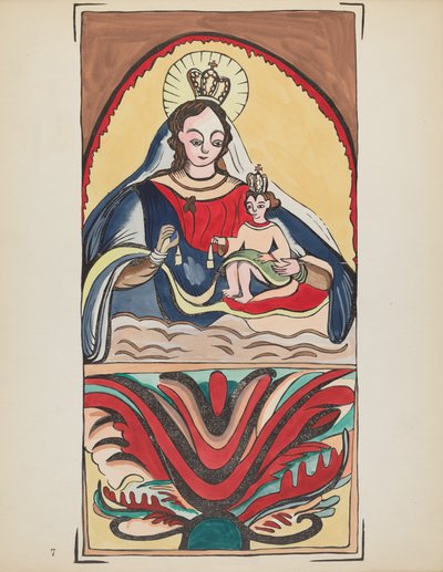 Blad 7: Onze Lieve Vrouw van de Berg Karmel: Uit Portfolio "Spaanse Koloniale Ontwerpen van New Mexico" door American 20th Century