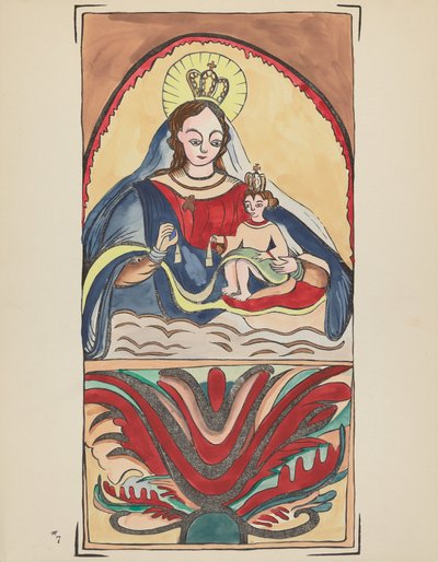 Onze-Lieve-Vrouw van de Berg Carmel: Uit Portfolio "Spaanse Koloniale Ontwerpen van New Mexico" door American 20th Century