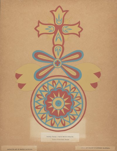 Santa Barbara Missie Deurontwerp uit het portfolio "Decoratieve Kunst van Spaans Californië" door American 20th Century