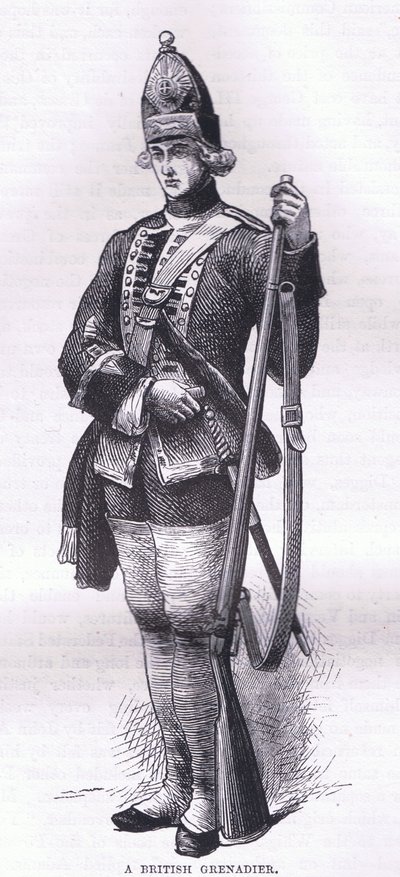 Een Britse grenadier, illustratie uit Cassells Geschiedenis van de Verenigde Staten gepubliceerd door Cassell, Petter & Galpin, ca. 1900 (litho) door American English school