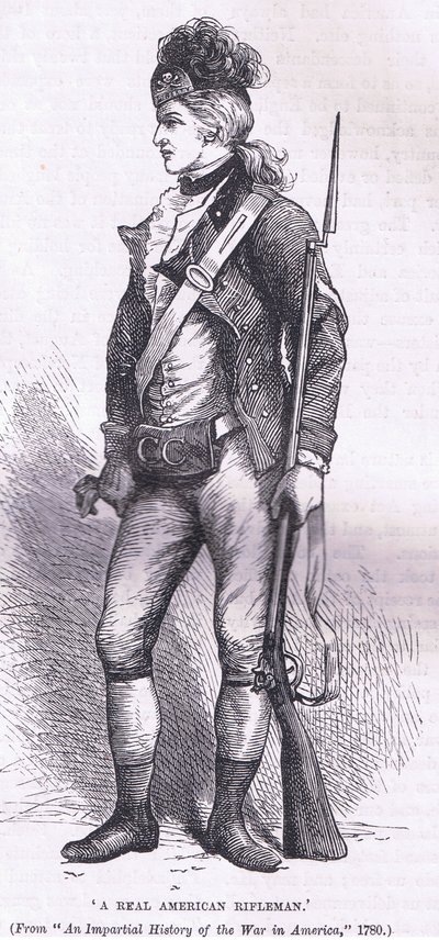 Een echte Amerikaanse scherpschutter, illustratie uit Cassells Geschiedenis van de Verenigde Staten uitgegeven door Cassell, Petter & Galpin, c.1900 door American English school
