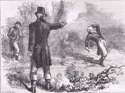 Duel tussen Burr en Hamilton, illustratie uit Cassells Geschiedenis van de Verenigde Staten door American English school