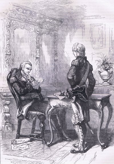 Lafayette en Washington, illustratie uit Cassells Geschiedenis van de Verenigde Staten gepubliceerd door Cassell, Petter & Galpin, ca. 1900 (litho) door American English school