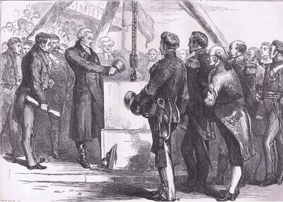 Lafayette legt de hoeksteen van het Bunker