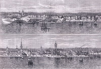New York in het midden van de negentiende eeuw, illustratie uit Cassells Geschiedenis van de Verenigde Staten gepubliceerd door Cassell, Petter & Galpin, ca. 1900 door American English school