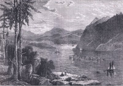 De Hudson Highlands, illustratie uit Cassells Geschiedenis van de Verenigde Staten gepubliceerd door Cassell, Petter & Galpin, ca. 1900 door American English school