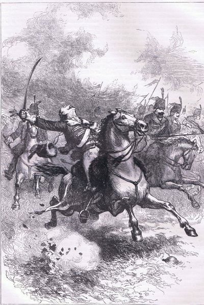 De aanval van de Pulaski, illustratie uit Cassells Geschiedenis van de Verenigde Staten gepubliceerd door Cassell, Petter & Galpin, ca. 1900 (litho) door American English school