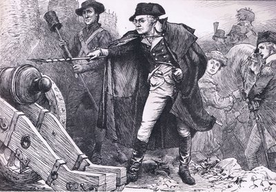Washington bij het beleg van Yorktown, illustratie uit Cassells Geschiedenis van de Verenigde Staten uitgegeven door Cassell, Petter & Galpin, ca. 1900 (litho) door American English school
