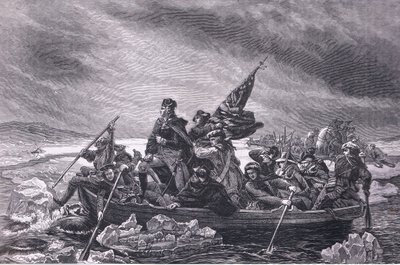 Washington steekt de Delaware over, illustratie uit Cassells Geschiedenis van de Verenigde Staten gepubliceerd door Cassell, Petter & Galpin, ca. 1900 (litho) door American English school