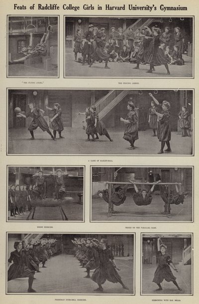 Prestaties van Radcliffe College meisjes in de gymzaal van Harvard University door American Photographer (after)