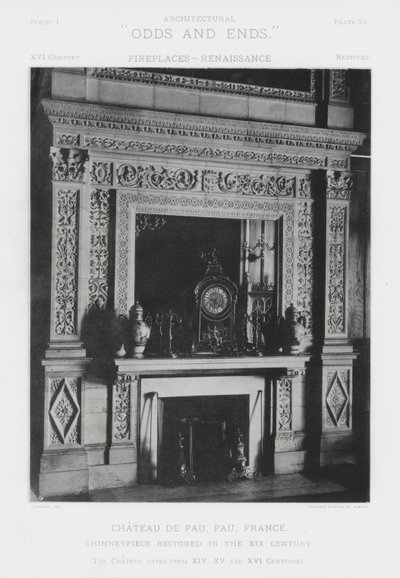 Open haard: Chateau De Pau, Pau, Frankrijk (zwart-wit foto) door American Photographer (after)
