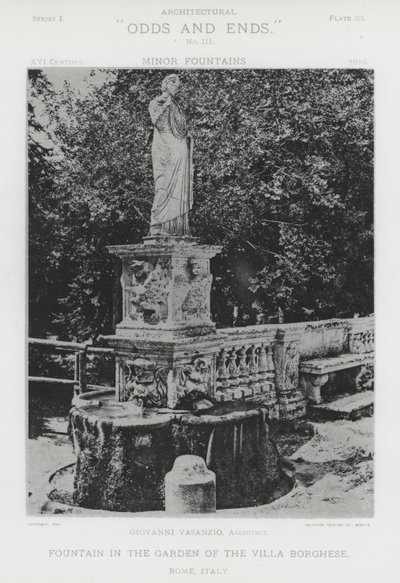 Fontein in de Tuin van de Villa Borghese, Rome, Italië door American Photographer (after)