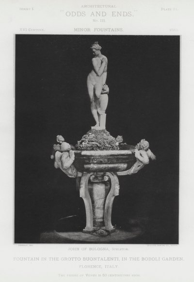 Fontein in de Grot Buontalenti, in de Boboli-tuin, Florence, Italië door American Photographer (after)