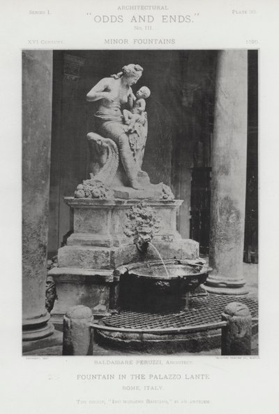 Fontein in het Palazzo Lante, Rome, Italië door American Photographer (after)
