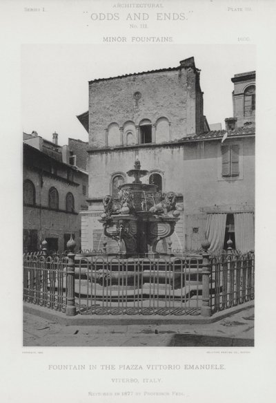 Fontein op het Piazza Vittorio Emanuele, Viterbo, Italië door American Photographer (after)