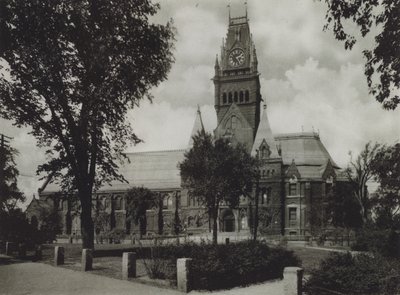 Harvard Universiteit: Memorial Hall (zwart-wit foto) door American Photographer (after)